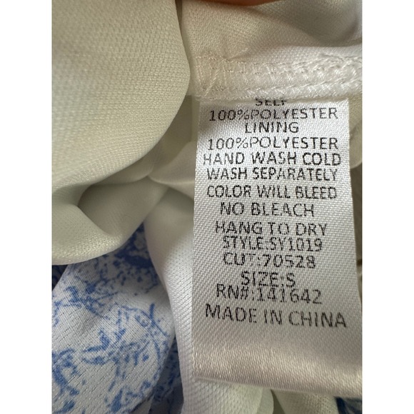 Blue Toile Smocked Maxi Dress Size S Prarie Cottagecore Soft Girl Wedding Guest‎ - Picture 7 of 14